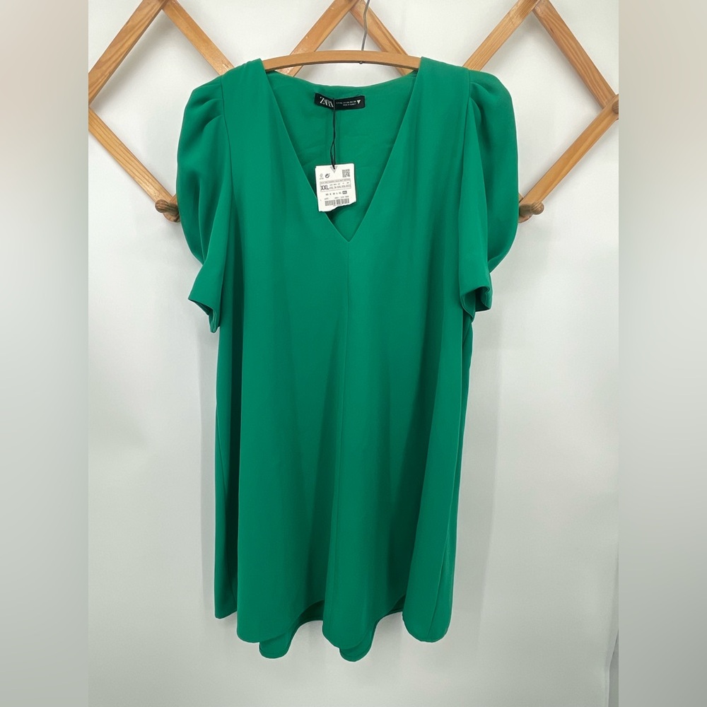 ⭐️Zara Emerald Green V-Neck Short Sleeve Tunic